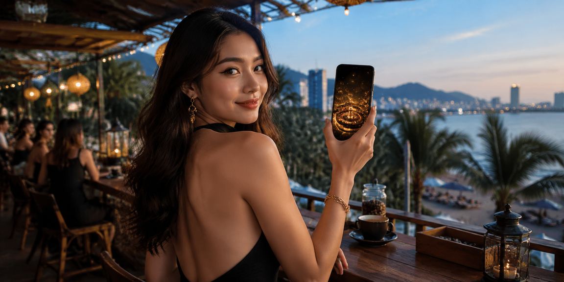 Người dùng Hà Nội trải nghiệm d28 trên di động tại quán cà phê