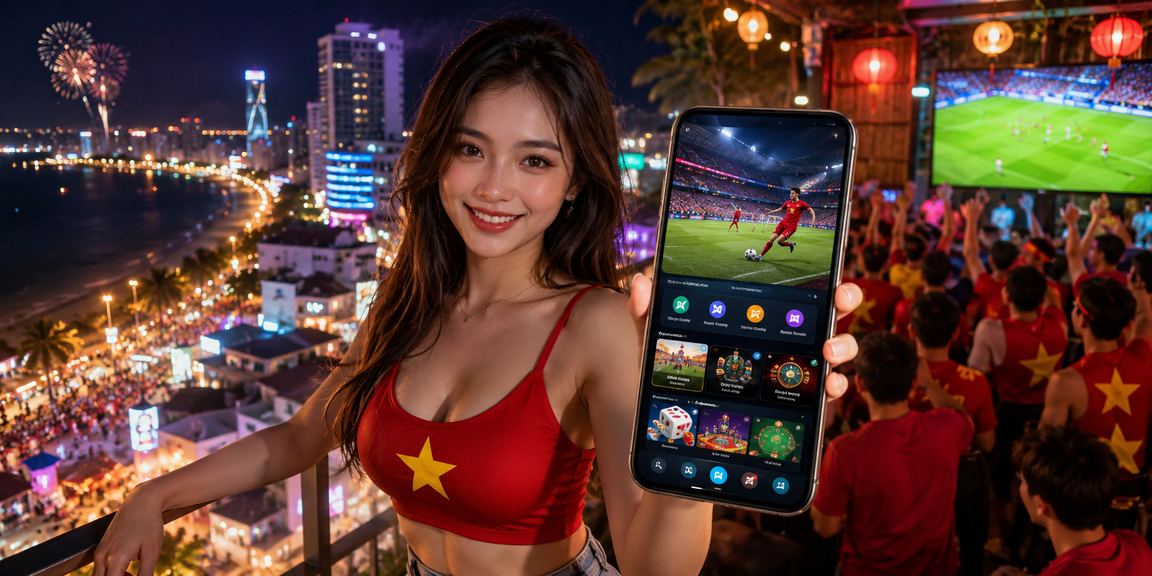 Người chơi tại chợ đêm Nha Trang mở ứng dụng casino và xem jackpot trên điện thoại