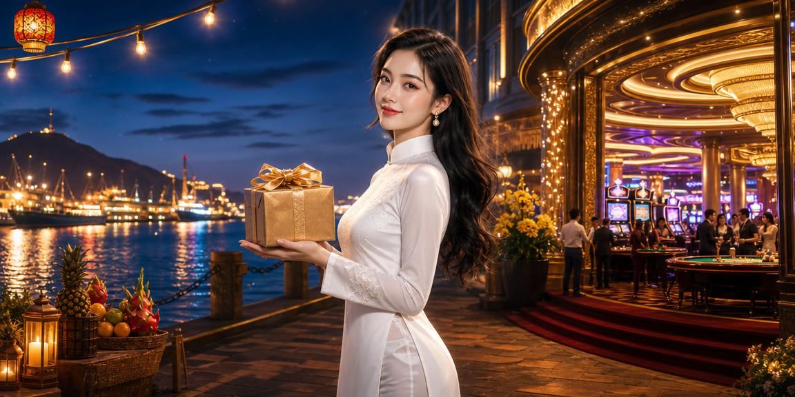 Người phụ nữ mặc áo dài Sài Gòn tham gia trò chơi bài và xổ số tại không gian sang trọng